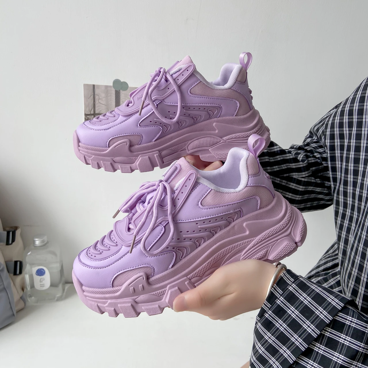 purple sneakers