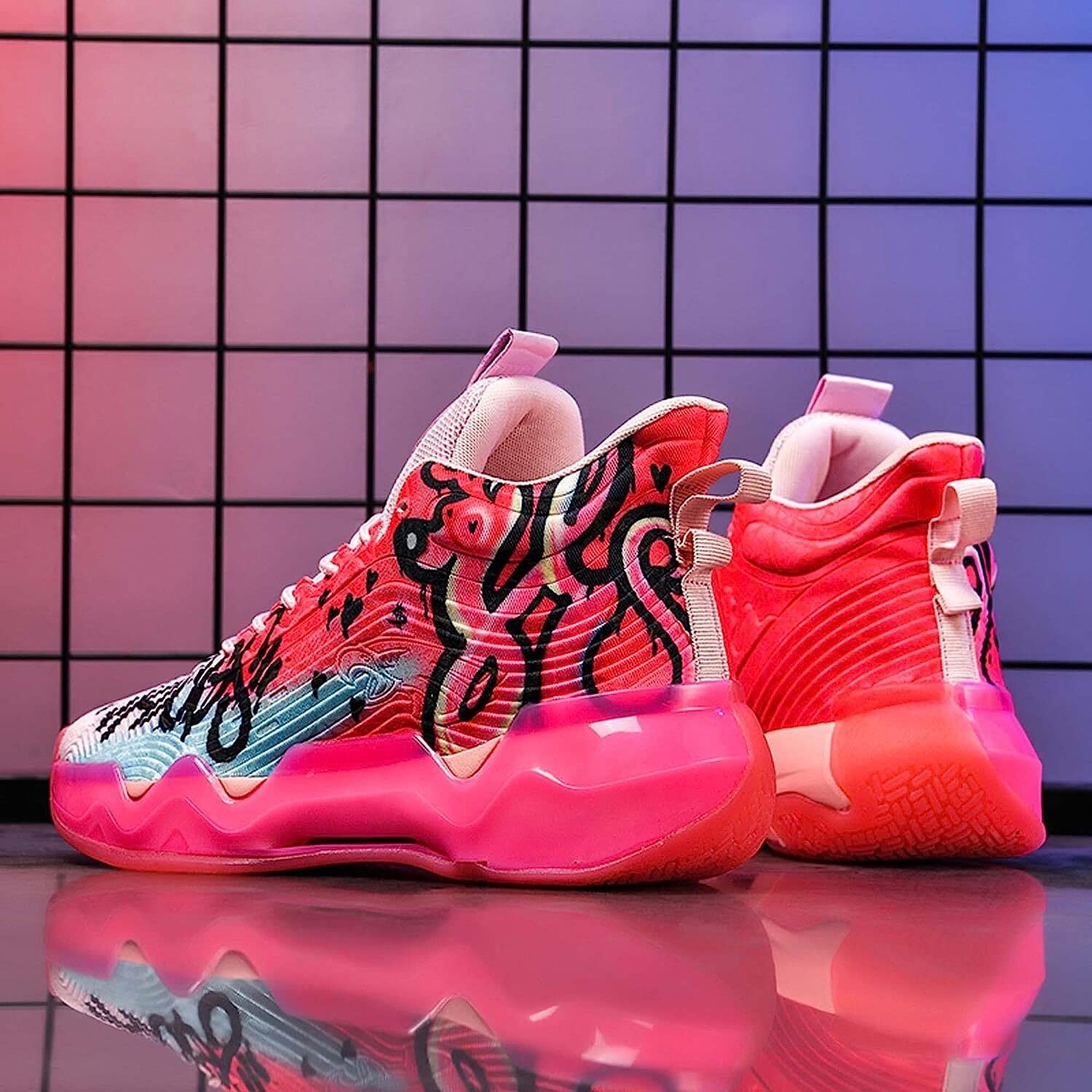 pink basketball shoes