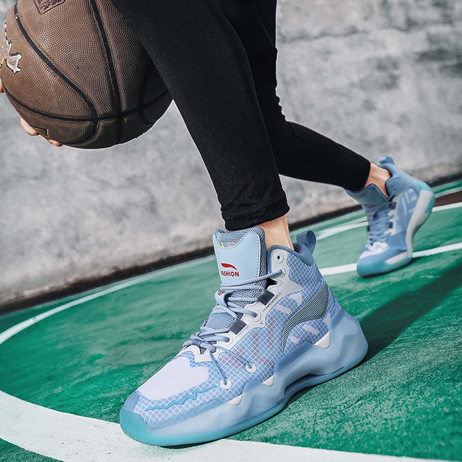 blue basketball shoe