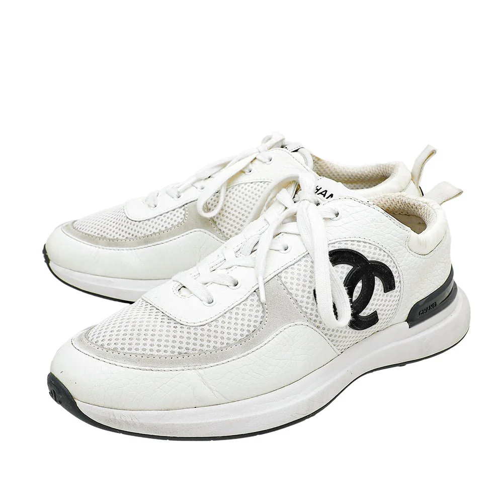 silver chanel sneakers