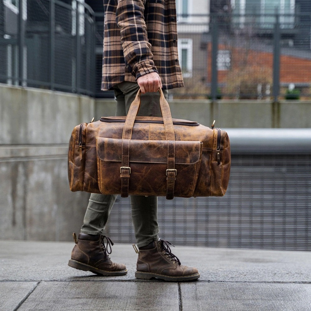 leather duffle bag