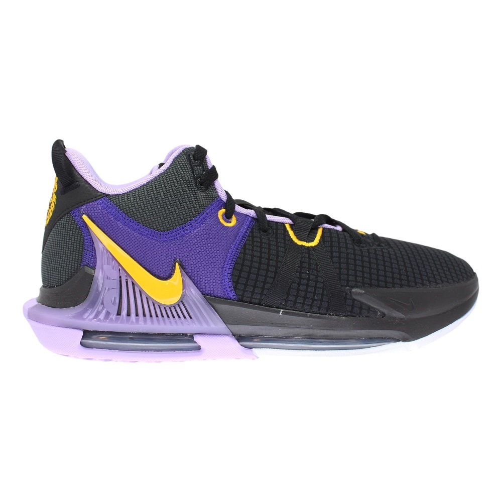 purple and yellow basketball shoes