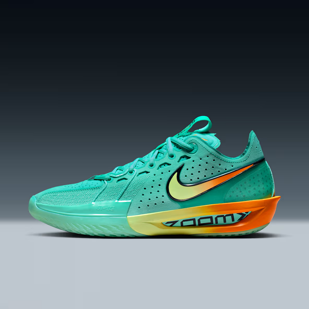 green and blue basketball shoes