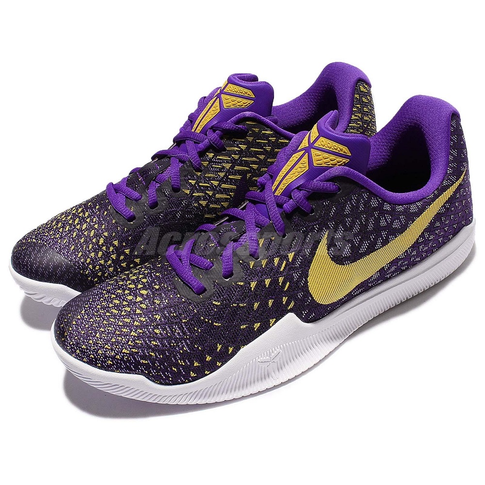 purple and yellow basketball shoes