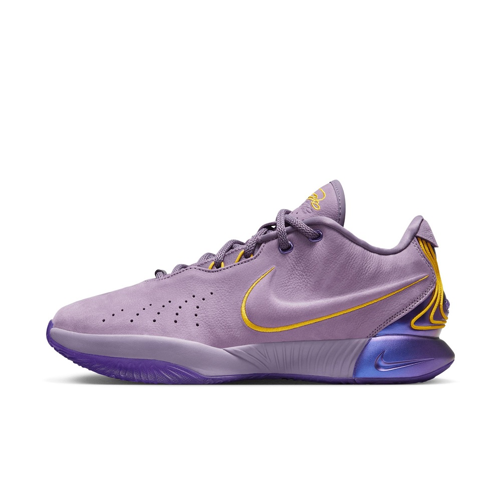 purple and yellow basketball shoes