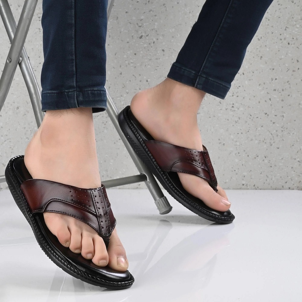 mens leather slippers